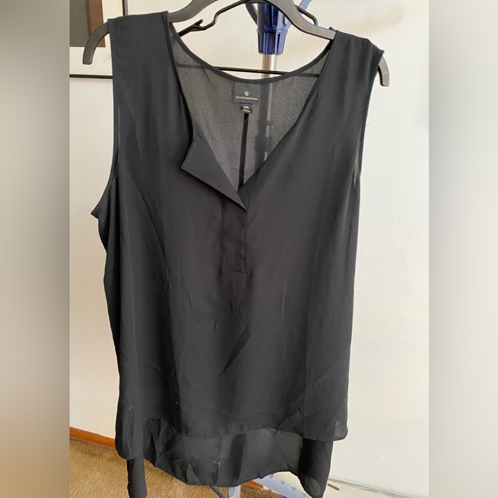 Worthington high-low sheer sleeveless top XXL